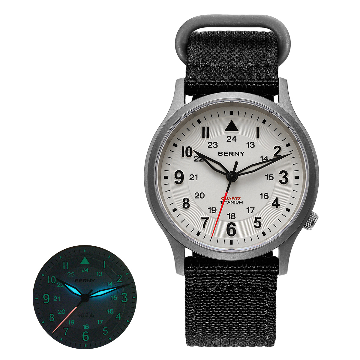 Titanium Sport Watch - BERNY Titanuhren für Herren, klassische Herren-Felduhr,