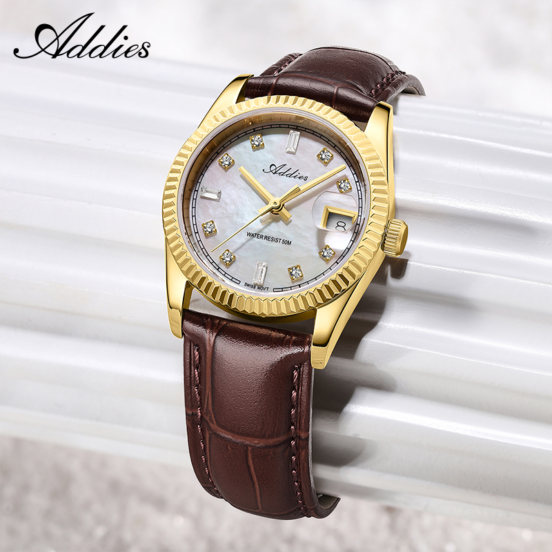 Luxury Watch Leather - Addies 585 Quarz-Damenuhr, 28 mm, hochwertiges