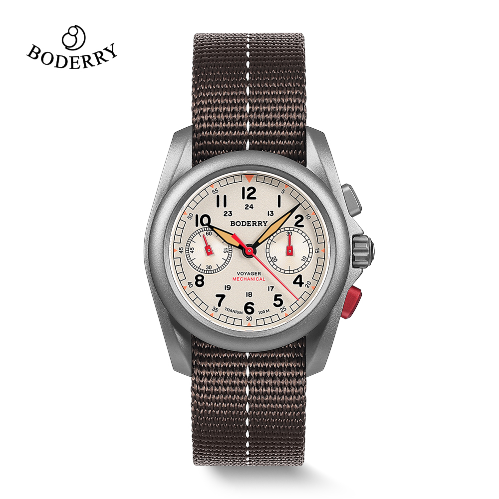 Titanium Sport Watch - BODERRY Herren-Felduhren, Titan, mechanisch, Chronograph, Top-Marken-Armbanduhr,