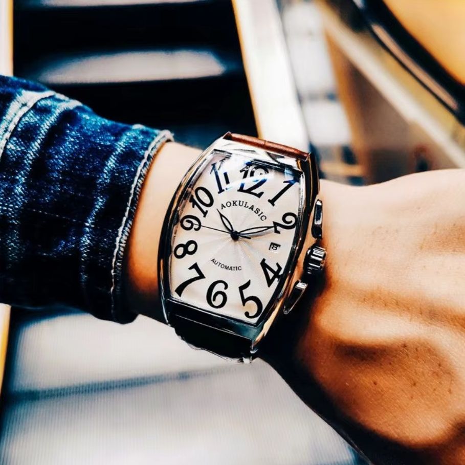 Luxury Watch Values - Neue luxuriöse mechanische Herrenuhr mit tonnenförmigem