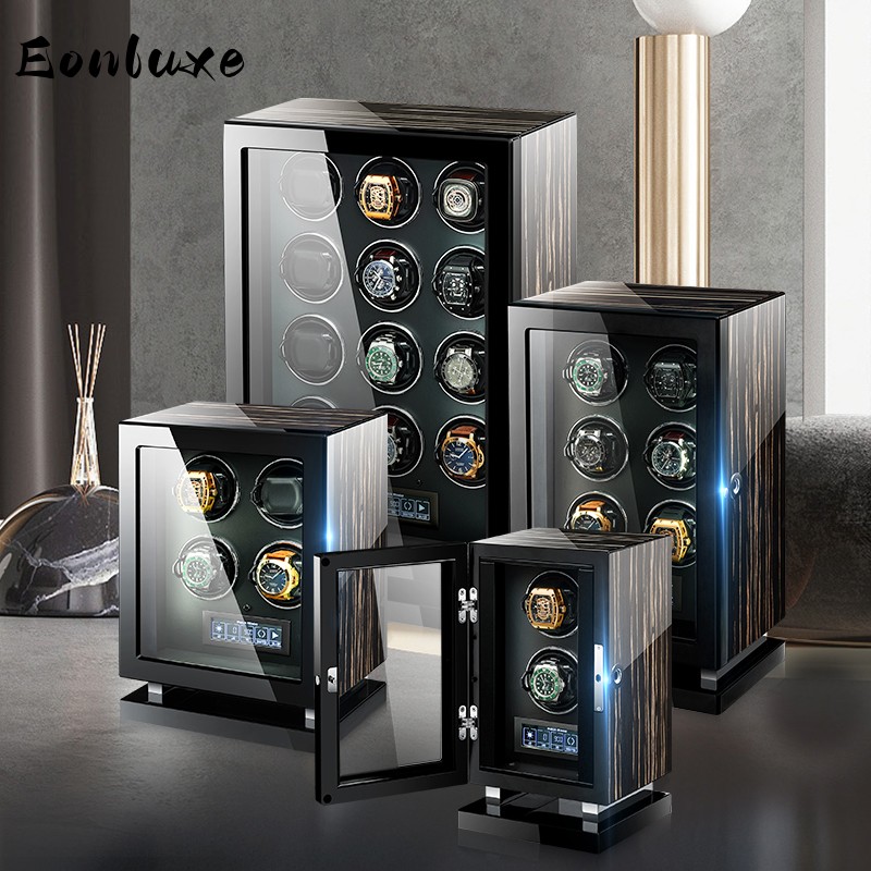 Luxury Watch Safe - Eonluxe Mechanischer Automatischer Uhrenbeweger Luxuriöser Fingerabdruck-Holzuhrensafe