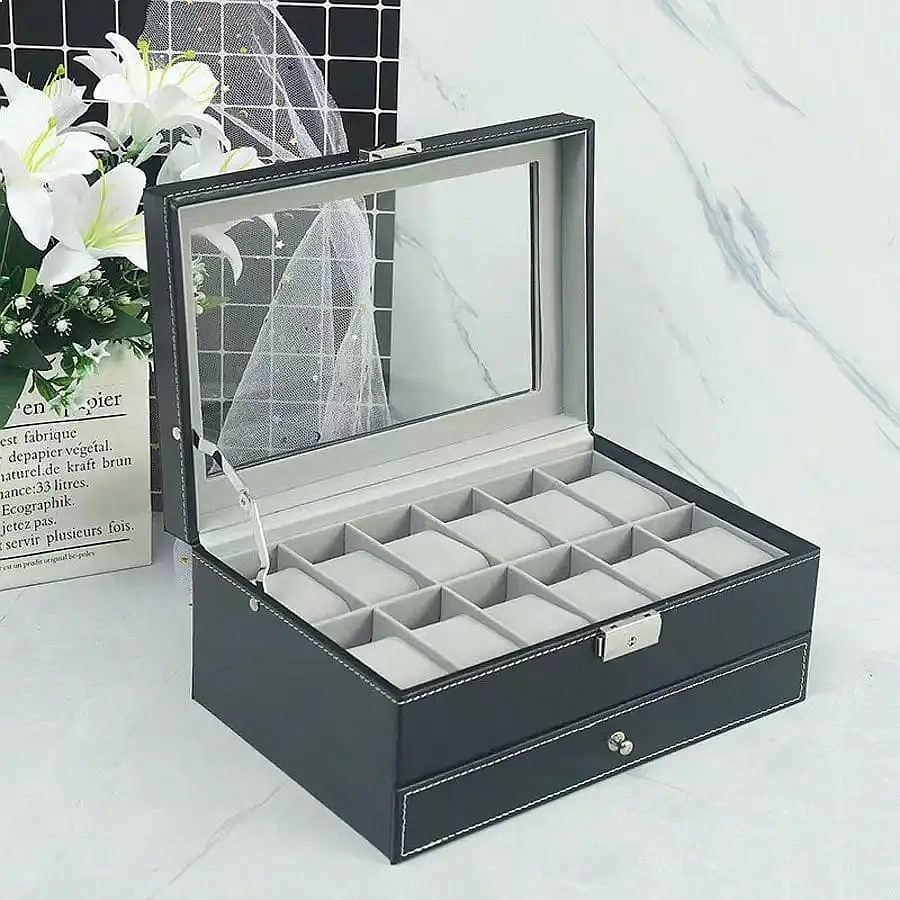 12-Fach-Uhrenbox mit Schublade – Luxury Watch Leather Bewertung und Preis